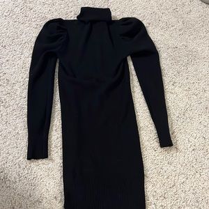 FOREVER 21 Puff Sleeve Turtleneck Sweater Dress in Black Sz L